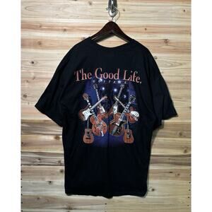VINTAGE Good Life Guitars T Shirt Sz XL Black Instrument Graphic Rock Music Band